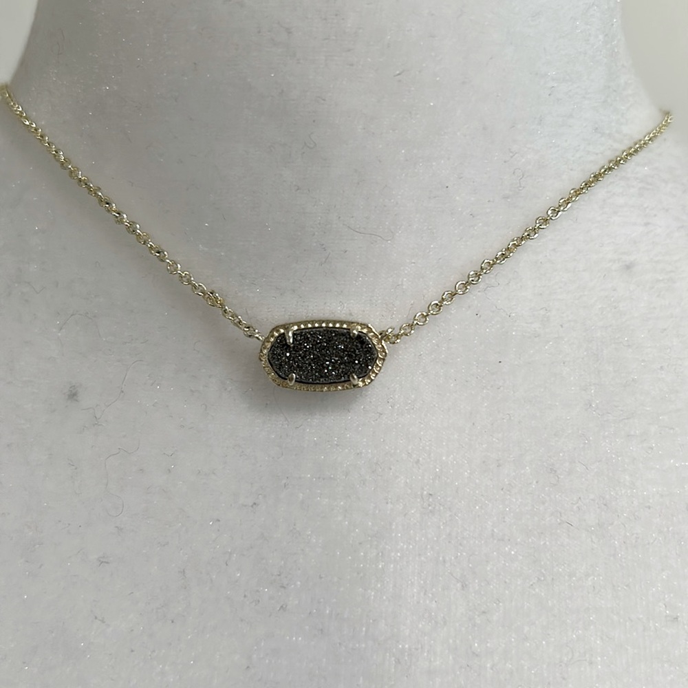 Kendra Scott Elisa Gold Pendant Necklace in Platinum Drusy